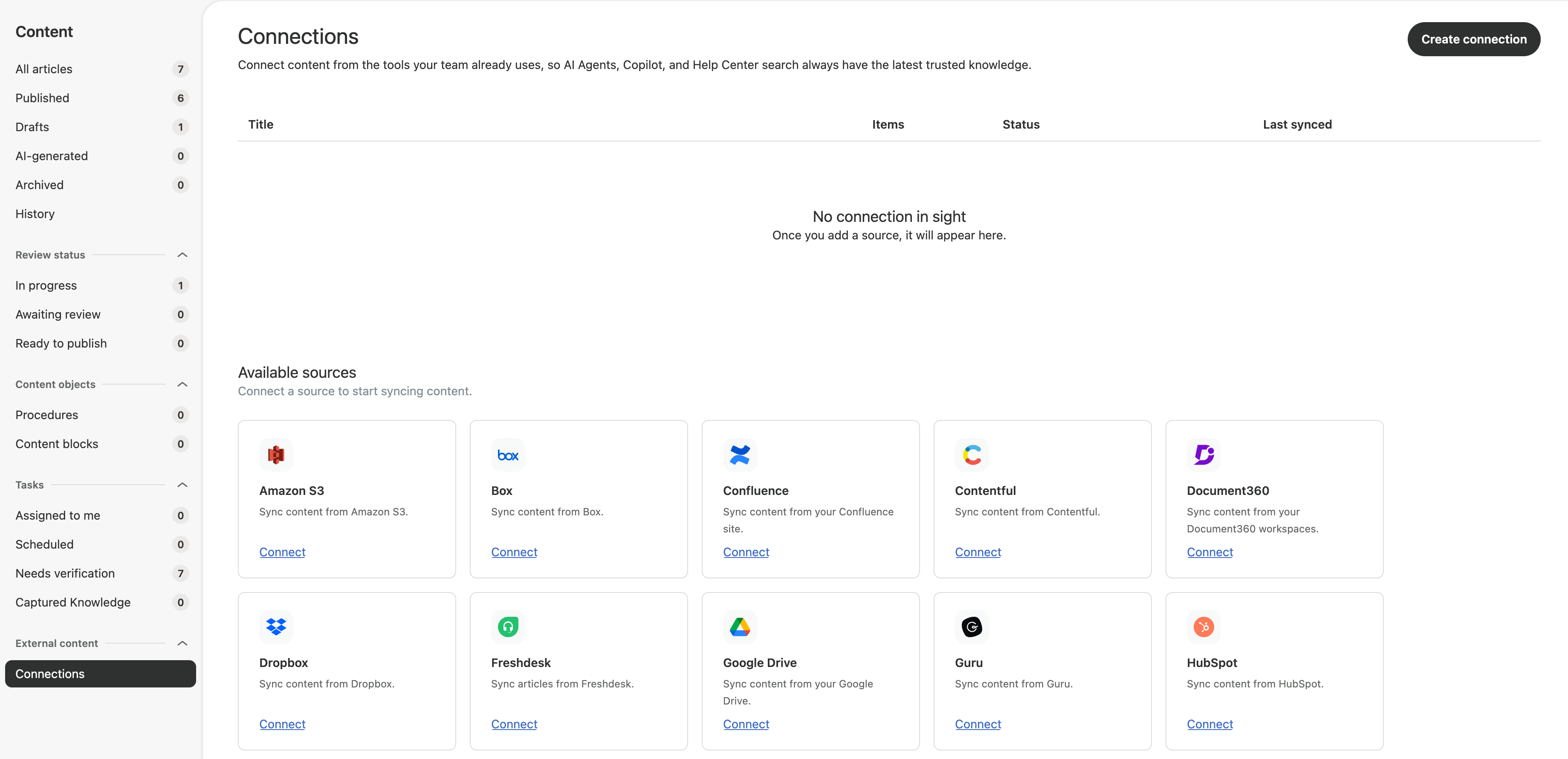 page des connecteurs